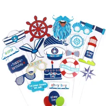 Pack of 21 Nautical Photo Booth Props Nautical Theme Party 1st First Birthday Party Decor Ahoy Boy Baby Shower Sailor Maritime