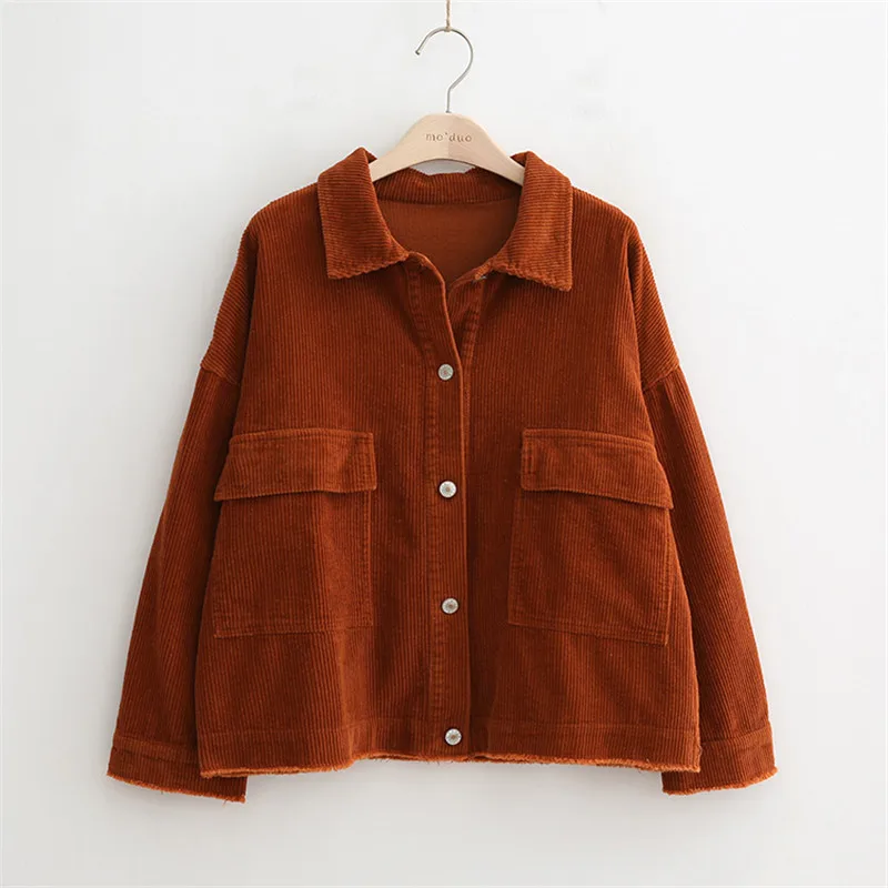 

Korean Corduroy Jacket Women Outwear Coats Spring Autumn Harajuku Long Sleeve Short Jackets Ladies Loose Casual Basic Coat Women