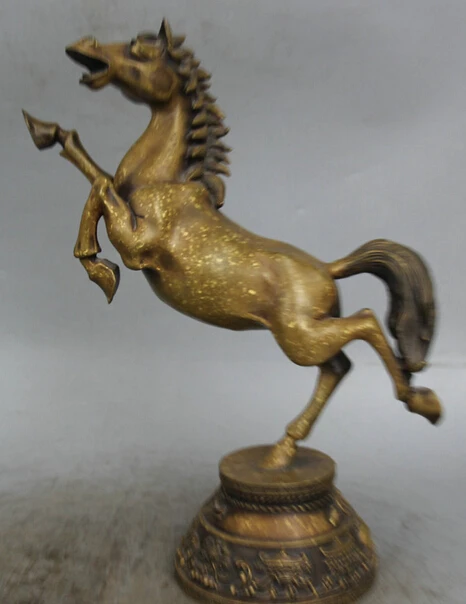 

JP S0524 13" Tibet Copper success Zodiac Year Horse 8 Auspicious Symbol Statue sculpture B0403