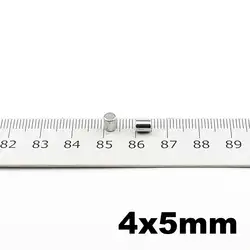 Микро-Точностью Магнит цилиндр Диаметр 4 0,157 ''маленький круглый диск 4x5 мм Сенсор мини магниты обучения, изучения 200 шт