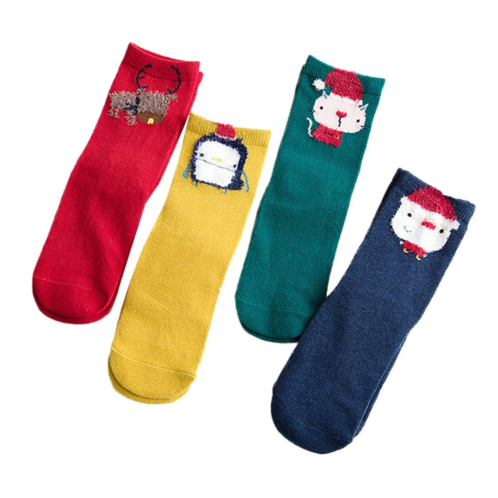 Популярные хлопковые носки для девочек детские рождественские носки-тапочки с рисунком для маленьких мальчиков и девочек милая коробочка детские рождественские носки MJ1119 - Цвет: Red