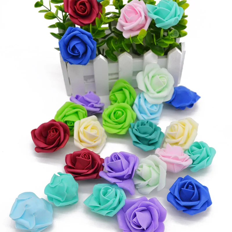 10pcs/lot 4.5cm Foam Rose Flower Head Artificial Flowers Handmade