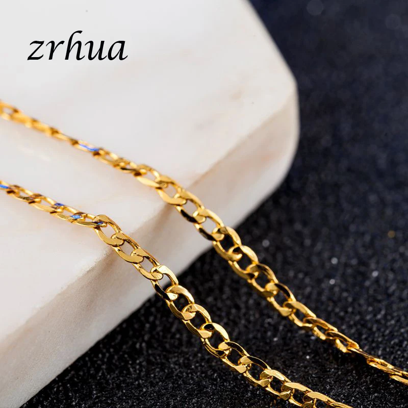 ZRHUA 1 шт. ширина 2 мм цепочка золотого цвета цепочки ожерелья для женщин/мужчин