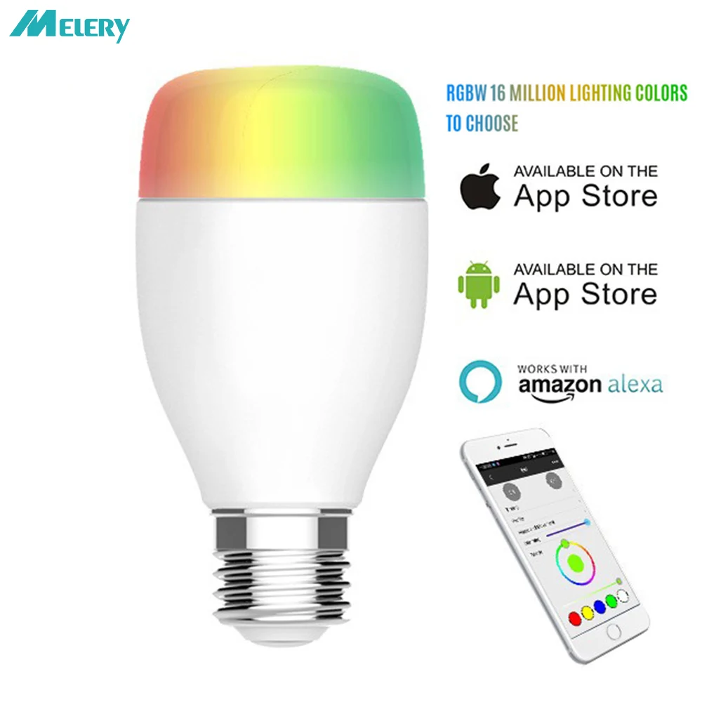 

Wifi Smart Led Light Bulbs E27 60W Equivalent Dimmable RBGW Multicolor Changing Homekit Compatible with Alexa Google Assistant