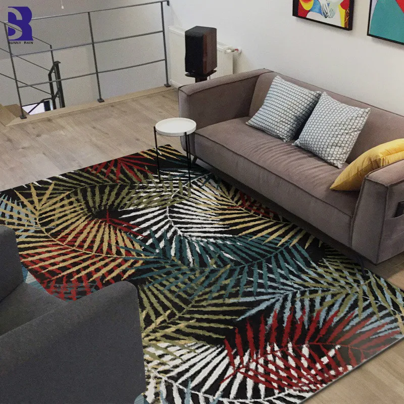 

SunnyRain 1-piece Short Plush Colorized Leaves Carpet For Living Room Rug Bedroom Area Rugs Slipping Resistance Kitchen Rug