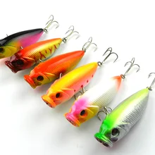 60 шт. 80 мм поппер жесткий, Рыболовную приманку смешанный пэт упаковке рыболовные снасти 8 см 14.3 г два рыболовный крючок 4 цвет воблеры рыбалка pesca
