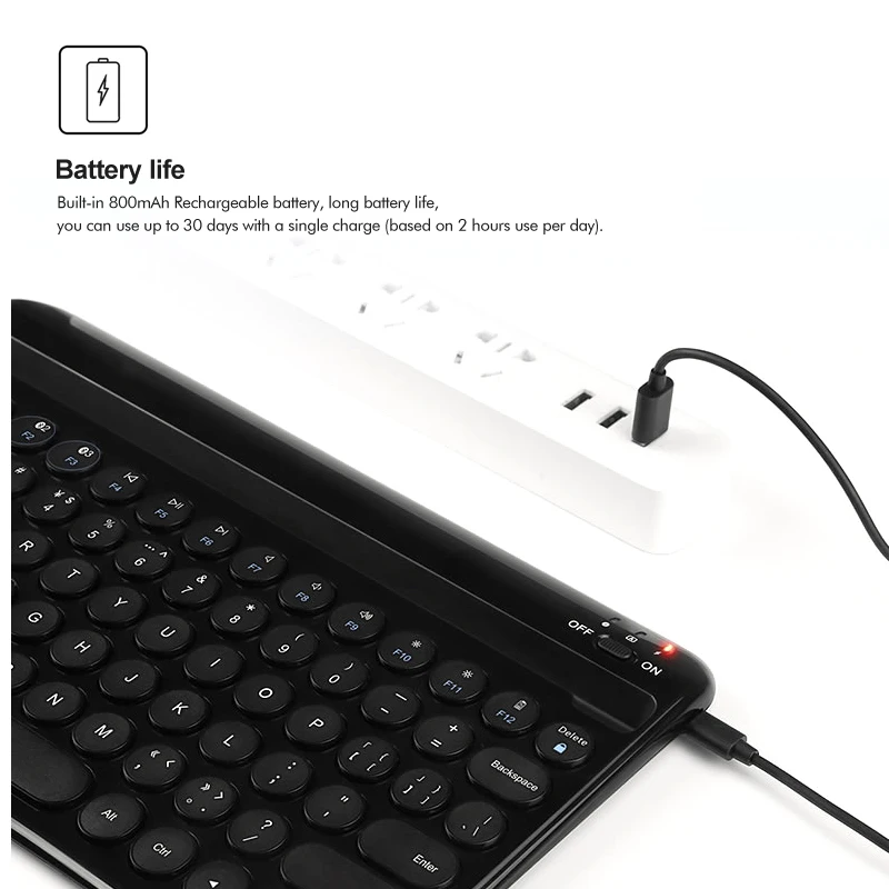  [] B.O.W Slim Mini Bluetooth Wireless Keyboard for Tablets & Smartphones Built in 800 mAh batteryPo