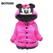 Новый 2015 baby дети пальто для детей, дети верхняя одежда и пальто, девушки зима Минни пальто, детские куртки, повседневная детская одежда