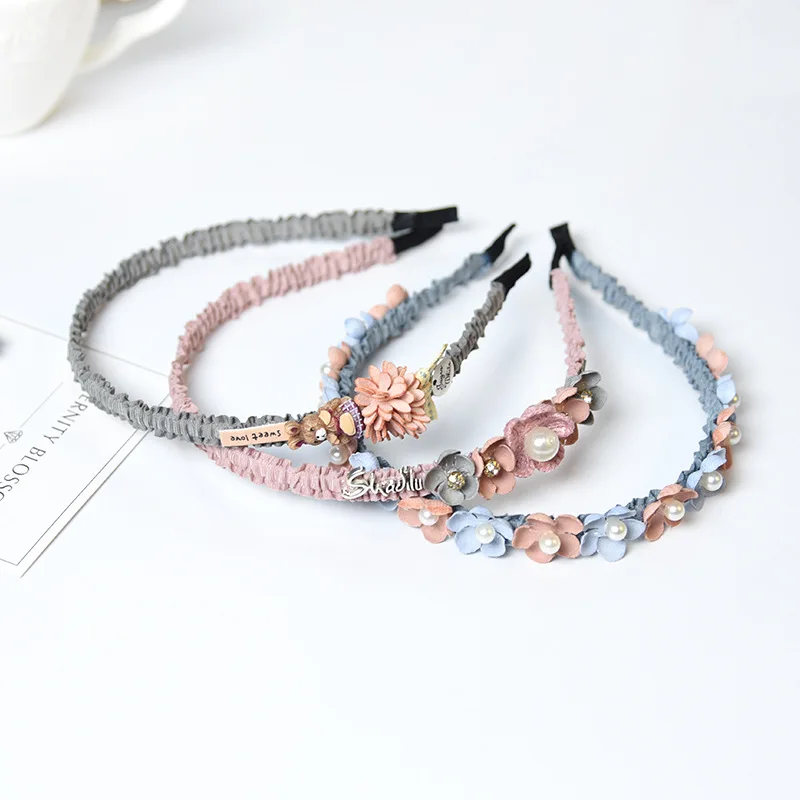 

Rhinestone Hairbands High Quality Women & Girls Hair Accessories Handmade Jewelry New Korean Flower Headband for Girls and Women