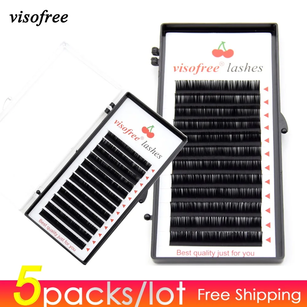 

5 packs/lot Visofree Eyelash Extensions 0.03-0.25mm JBCD Curl 8-16mm Eyelash Extension Matte Individual Mink Eyelashes Salon Use