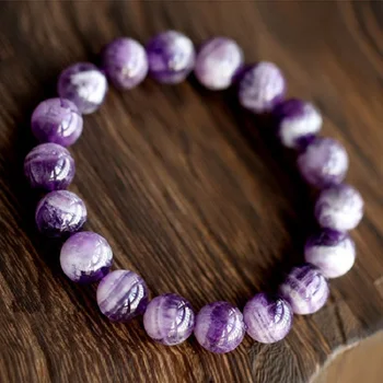 

10mm Natural dream purple chalcedony Bracelets quartz crystal Women Jewelry Green Stone Bead Bracelets Bijoux Homme Lucky Gift