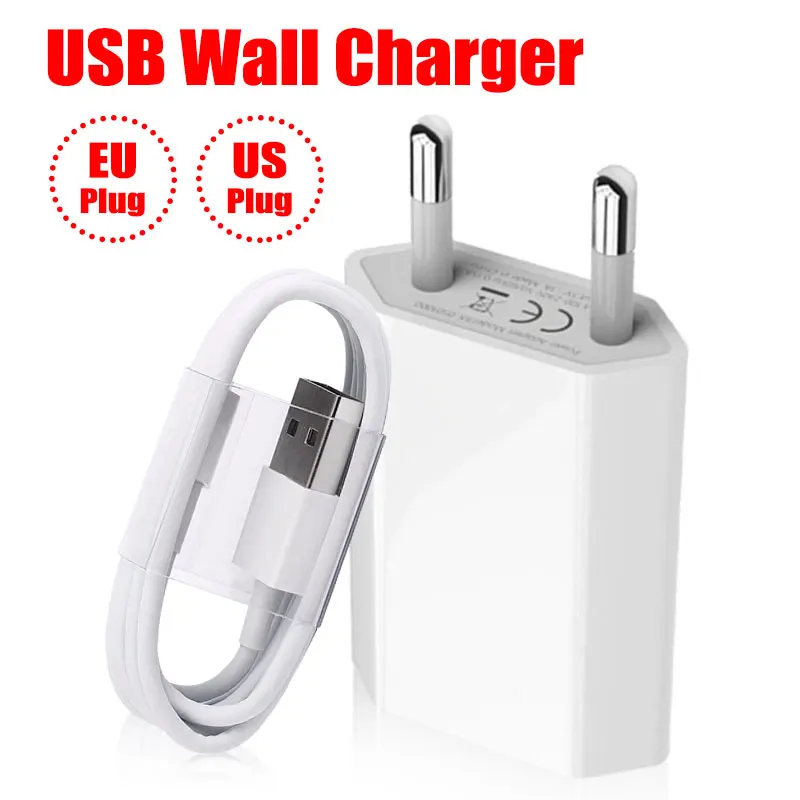 Wall Mobile Phone Charger for iPhone XS XS MAX with Cable Set Travel