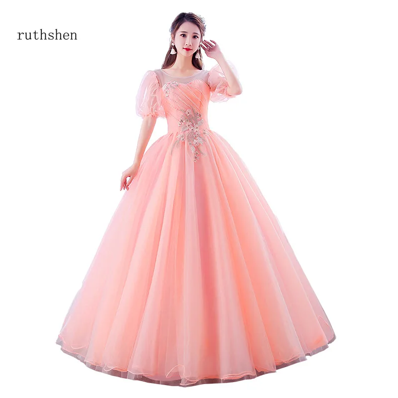 puff sleeve evening gown