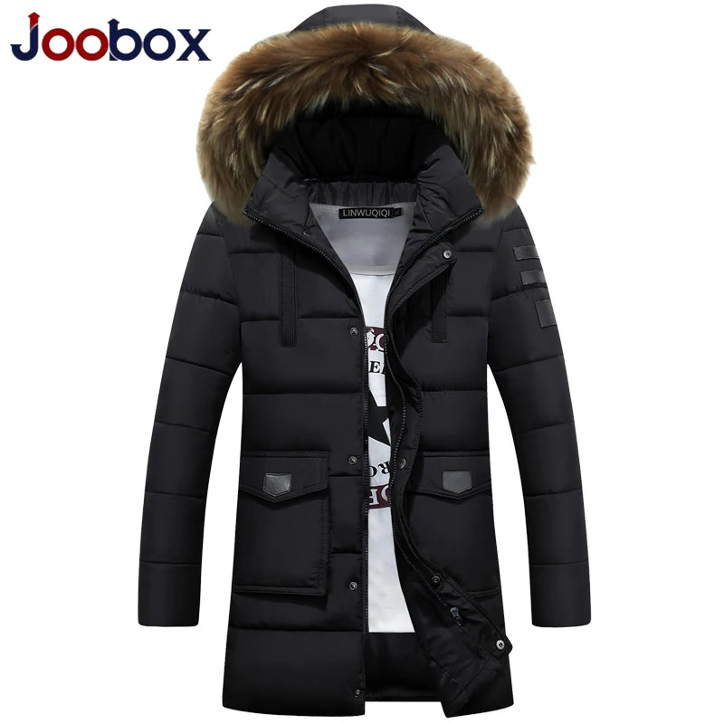 JOOBOX 2018 Парка мужская хлопковая Толстая куртка Длинная зимняя парка Теплая модная