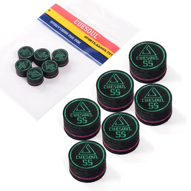 CUESOUL 6pcs/set Super Soft 14mm 9 Layer Pigskin Billiard Cue Tipsin