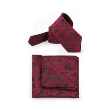 Модные мужские галстуки наборы Hanky Галстук Пейсли красный черный Vestidos Gravata Cravat Свадебная вечеринка Texudo деловой галстук бренд