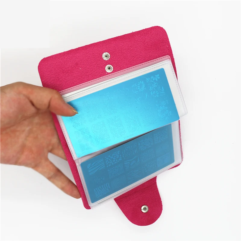 

New 20Slots Leather Nail Art Stamping Plates Case/Bag/Folder For 6*12cm Nail Stamp Templates Holder Stencils Bags Album Storage
