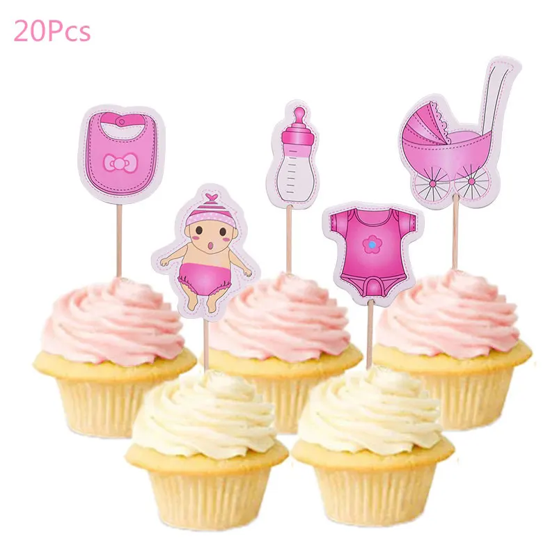 Набор посуды для мальчика или девочки, скатерть, тарелки, салфетки для стаканчиков, баннер, воздушный шар, детский душ, вечерние украшения, принадлежности - Цвет: girl cake topper
