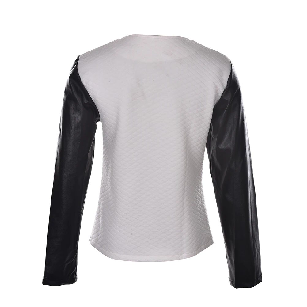 Very best Women PU Leather Casual Zip Long Sleeve Chic Stylish Top Outwear Parka Zipper Patchwork Baseball Ja