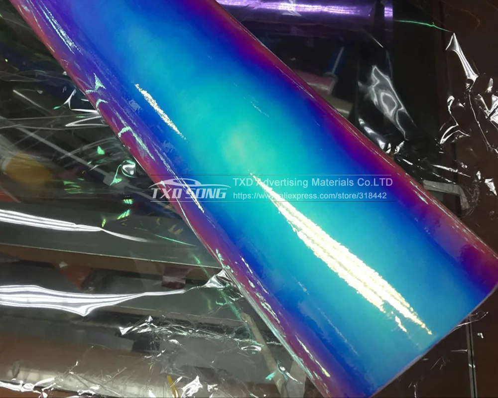  Premium New arrival rainbow holographic chrome film Glossy Mirror Rainbow Holographic Film Rainbow 
