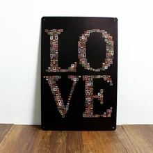 Новинка "любовь" Жесть Признаки фильм постер Книги по искусству кафе-бар Винтаж наклейки металл роспись стены Home Decor 20x30 см