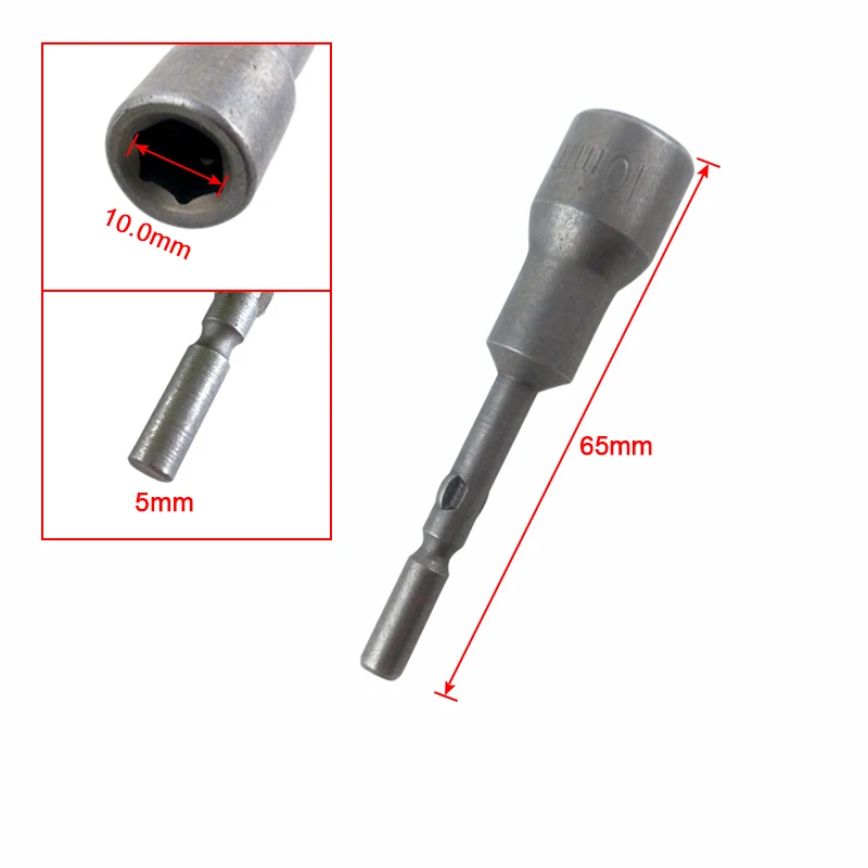Stlrenda 5 шт. гаечный ключ бит 65 мм Магнитная отвертка гнездо гайковерт шестигранный головной рукав 9/10/11/12/13/14 мм 5 мм круглый хвостовик - Цвет: Hex socket 10mm