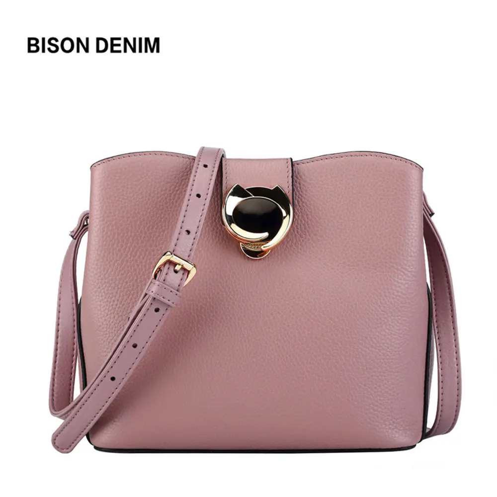 BISON DENIM натуральная кожа сумки для женщин 2018 ведро дизайнер сумка Cossbody женские