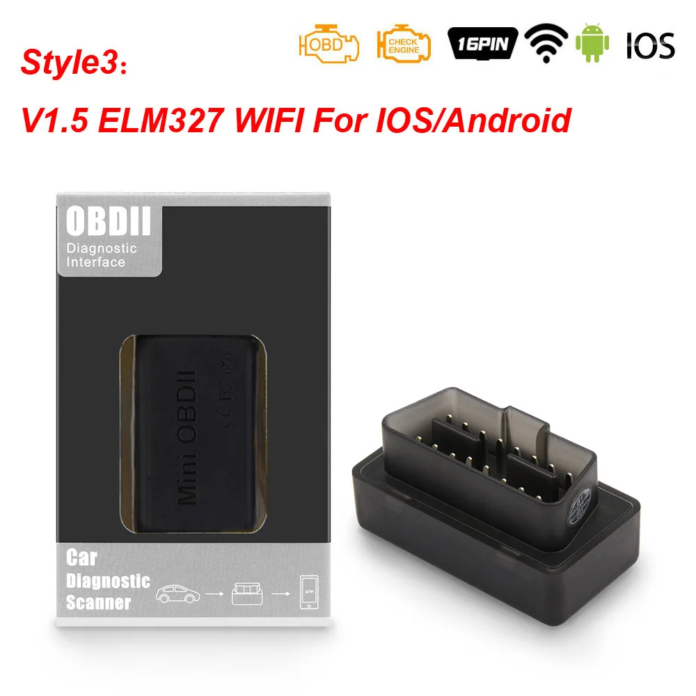 ELM 327 v1.5 OBD OBD2 Wi-Fi сканер автомобильный диагностический инструмент OBD 2 wifi сканер ELM327 v1.5 для Android/IOS сканер Automotivo - Цвет: MINI WIFI 03