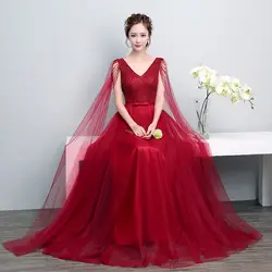 Новое роскошное вечернее платье Robe De Soiree банкетное V бордовое кружевное Бисероплетение с коротким шлейфом длинное вечернее платье для