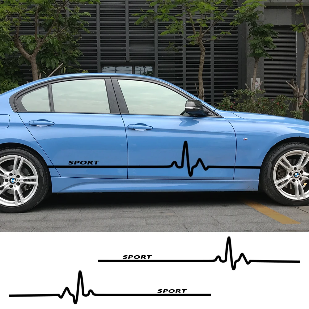 

2pcs 220cmx34cm Car Racing Sports Sticker Stylish Auto Long Side Stripe Decal Vinyl Wrap Car DIY Sticker Car Tuning Accessories
