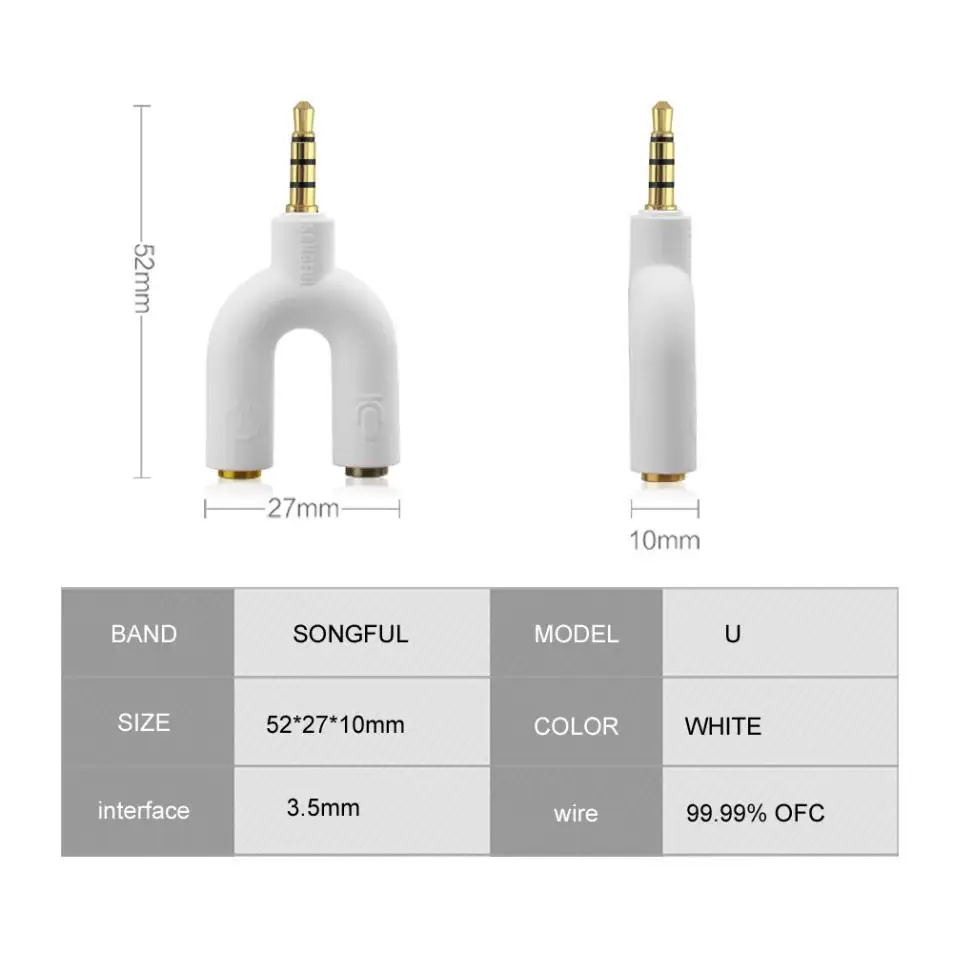 Гарнитура Adapter Kit U Форма 3 5 мм Y разветвитель для аудио наушников и микрофона ПК