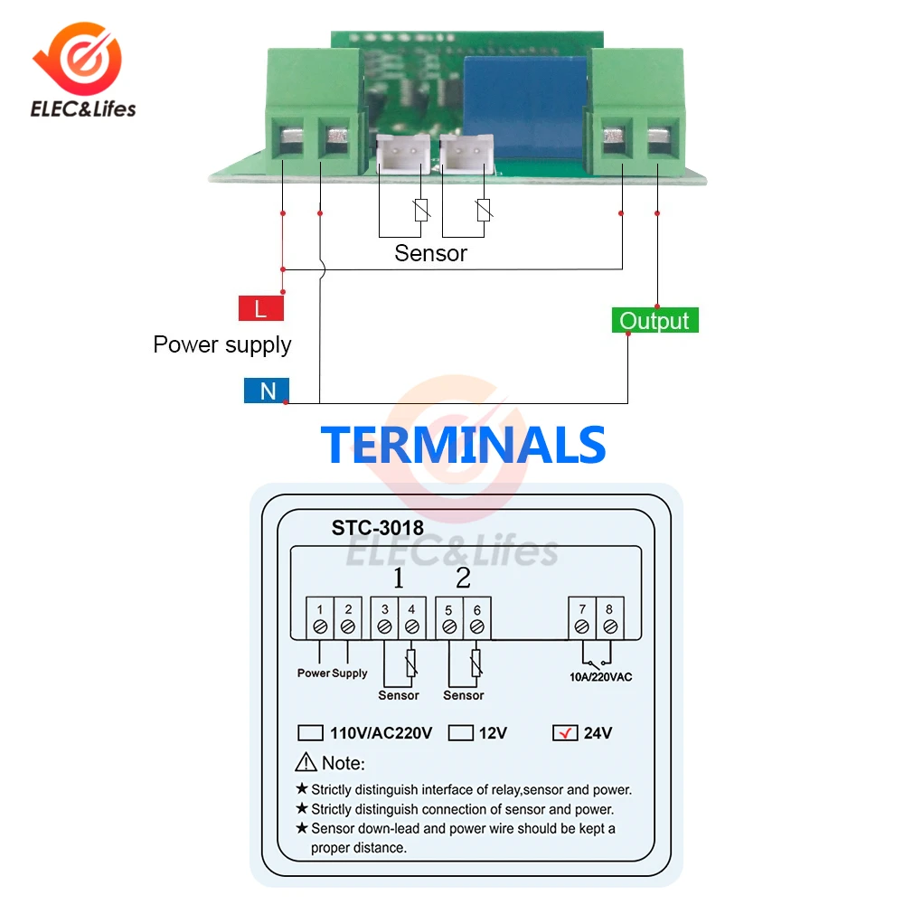 AC 110V 220V 12V 24V DC Цифровой термостат терморегулятор STC 3018 регулятор температуры