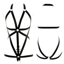 Бандаж комплект ремней для Для женщин подвязки ремень жгут женский, черный эластичный Топы Кейдж Связывание бюстгальтер секс гот Фестиваль Восторженные Одежда для танцев