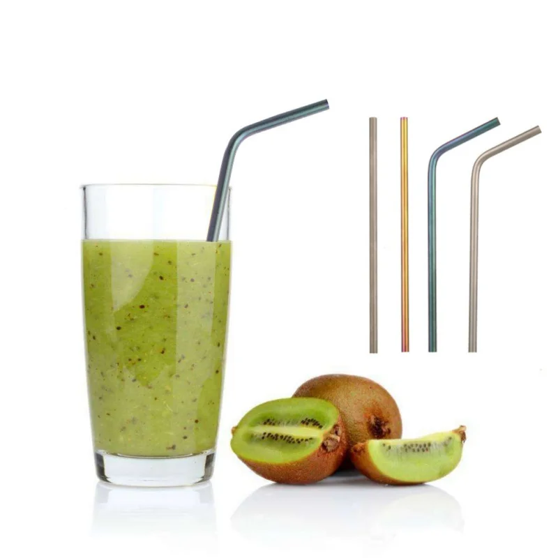 

Titanium Straws Kitchen Outdoor Camping Drinking Gift Straws With 1 Cleaner Brush Titanium Bend Straw