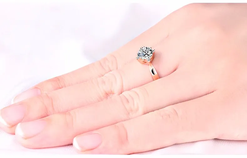 Jewellwang Złota Róża 18 K Moissanite Pierścionki Dla Kobiet 1ct