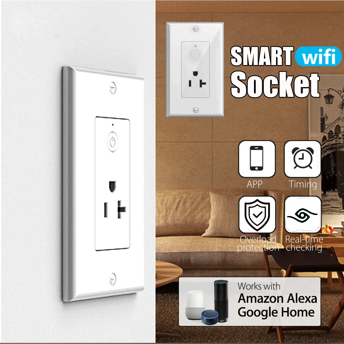 

Oittm US WIFI Smart Power Socket Smart Home Automation Smart Plug Wall Socket APP Remote Control Work With Alexa Google Home