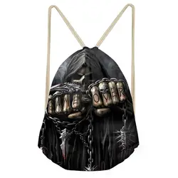 Панк 3D Azrael череп печати мужские мешки с кулиской Винтаж мальчиков девочек Баскетбол/Soccerly хранения рюкзаки пляж BagsSumka