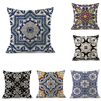 

ISHOWTIENDA Geometric Patterns Cushion Cover Square Pillow Case Home Decor For Sofa Reversible Pillowcase