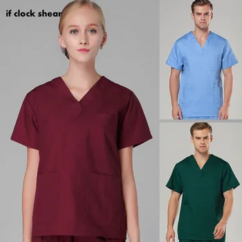 

Unisex Hospital doctor Nurse Scrub Tops high quality Medical Surgical Uniforms Dentist clinic pharmacy Pet veterinar Uniform new