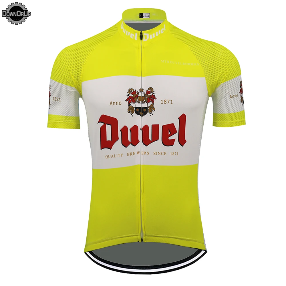 Желтый duvel пиво Велоспорт Джерси ropa ciclismo мужская с коротким рукавом go одежда для велоспорта Pro Team Лето mtb Джерси даунруп