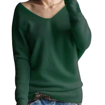 

Fashion Women Winter Batwing Sleeve Solid Knitted Sweater Pullover Tops Blouse abrigos mujer invierno 2019 W709