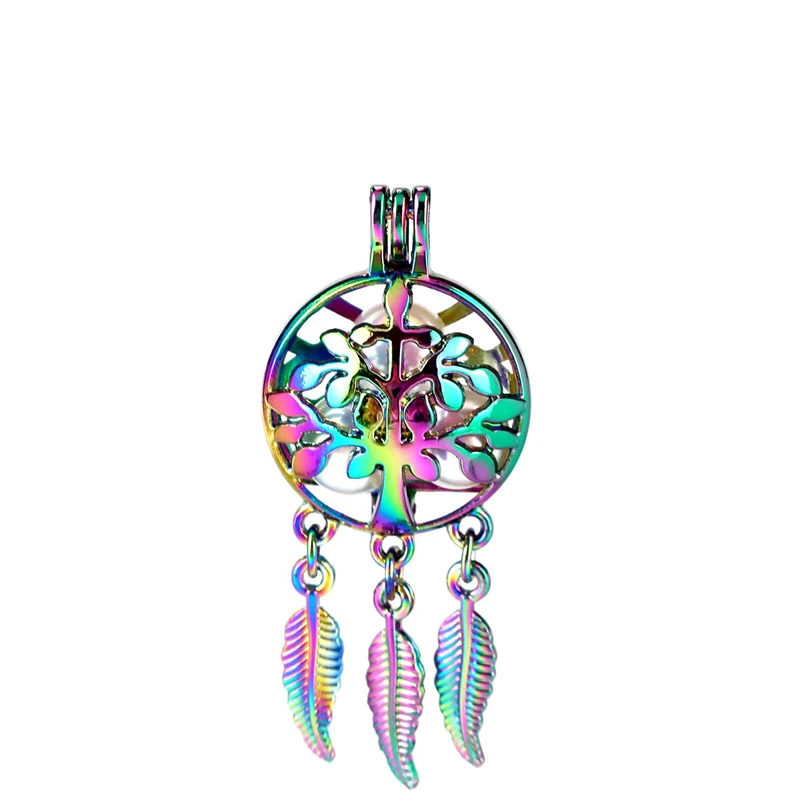 C888 5 шт./лот Rainbow Beaty Ловец снов Дерево оставляет круглый шар лист клетка жемчуг