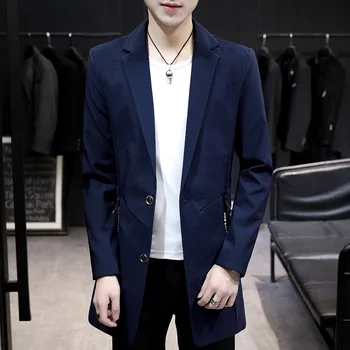 

2019 Spring New Long Solid Color Suit Jacket Costume Homme Pour Veste Homme Mariage