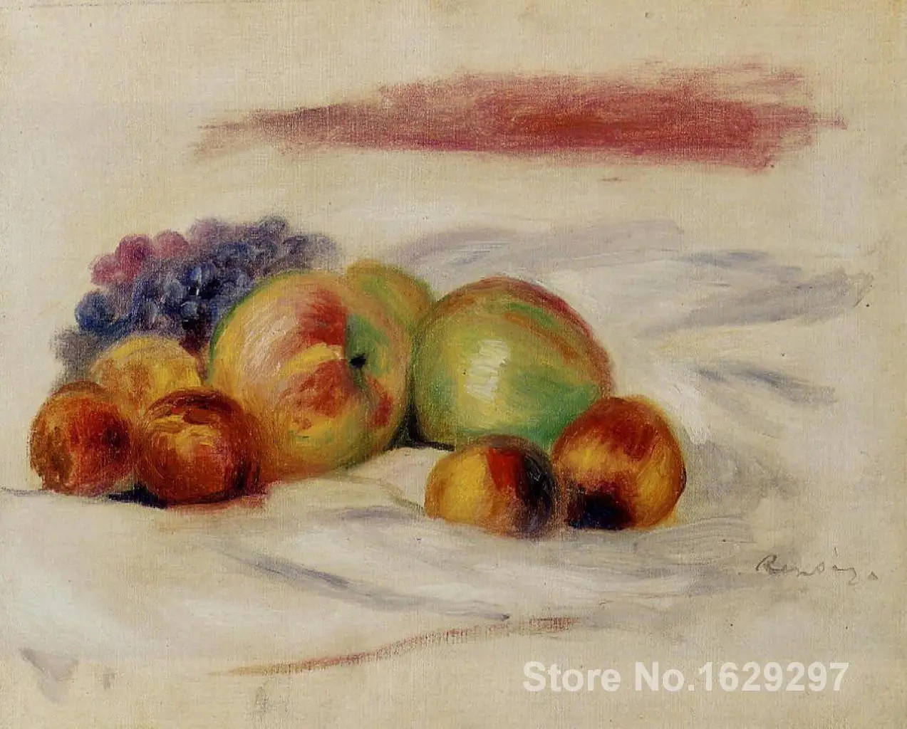 

hand painted art reproductions Apples and Grapes by Pierre Auguste Renoir High qualilty