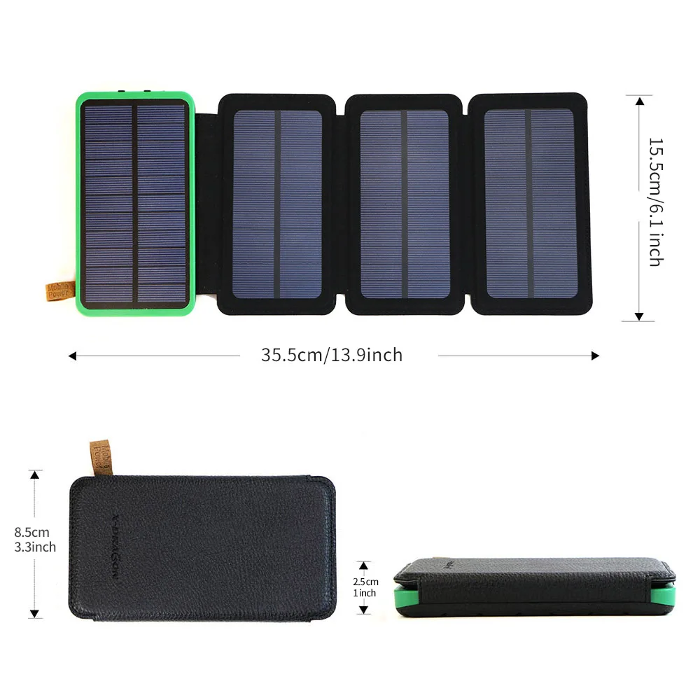 

2019 Solar Power Bank 10000mAh Portable Solar Charger for iphone 11 pro max samsung s9 s10