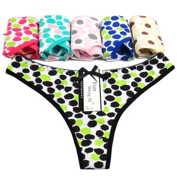 

6pcs M L XLCasual Lady's Briefs Women's Multi Color Cotton Dot Printed Panties Underwear Low Rise G String Knickers Thong
