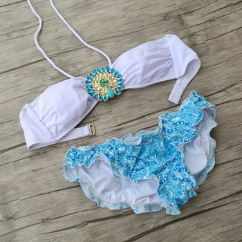 

Women Design Peacock girl Crystal Diamond Bikini White Swimsuit Biquini brazilian Bathing Suit Sexy Swimwear Bikinis set