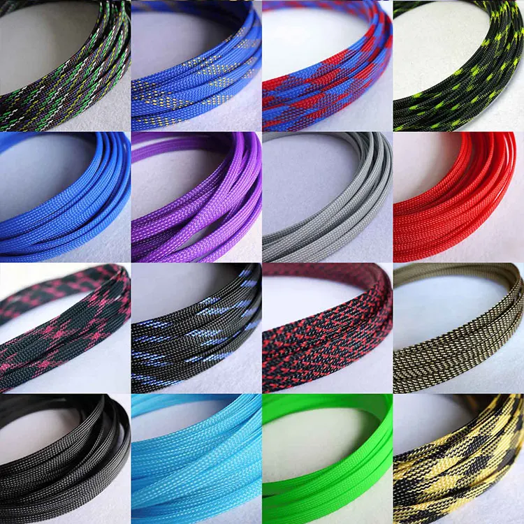 

12meter Cable Sleeves 8mm 3 wire Encryption PET Snakeskin mesh Wire Protecting Cable Sleeve wire mesh nylon shock for cable sets