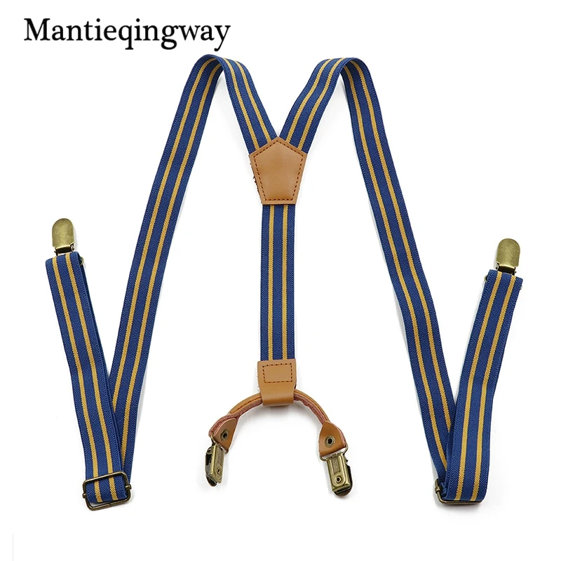 Adult Men's Suits Striped Suspenders Braces Strap Adjustable Pants Y