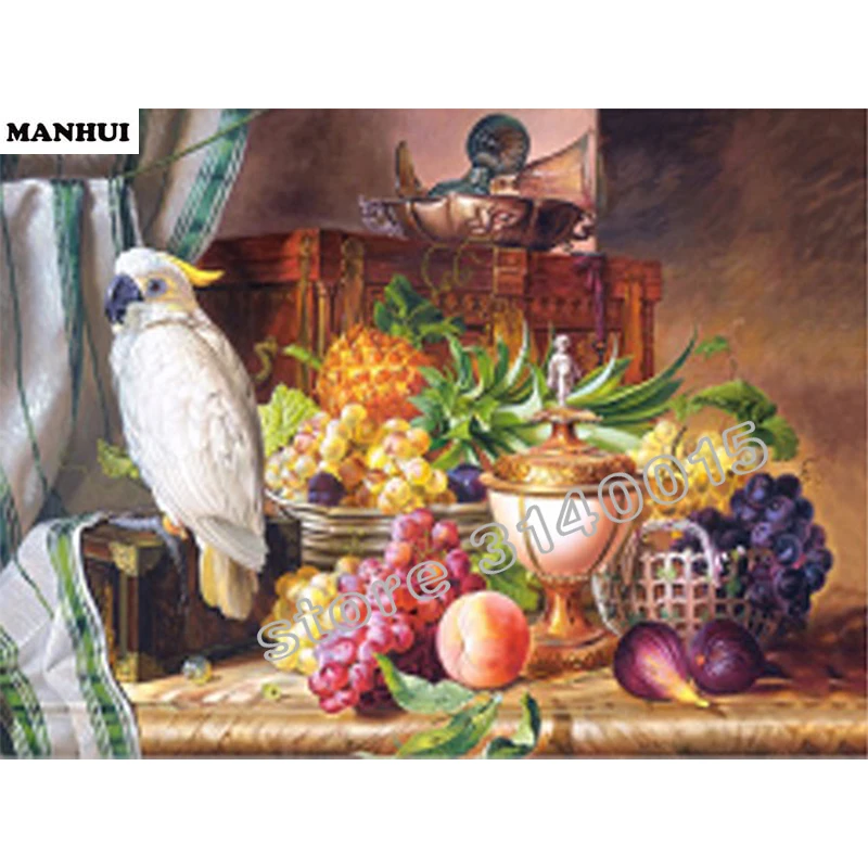 Handmade Needlework Diy Diamond Painting Kit Diamond Embroidery Full Rhinestone Fruit Bird Cross Stitch Diamond Painting